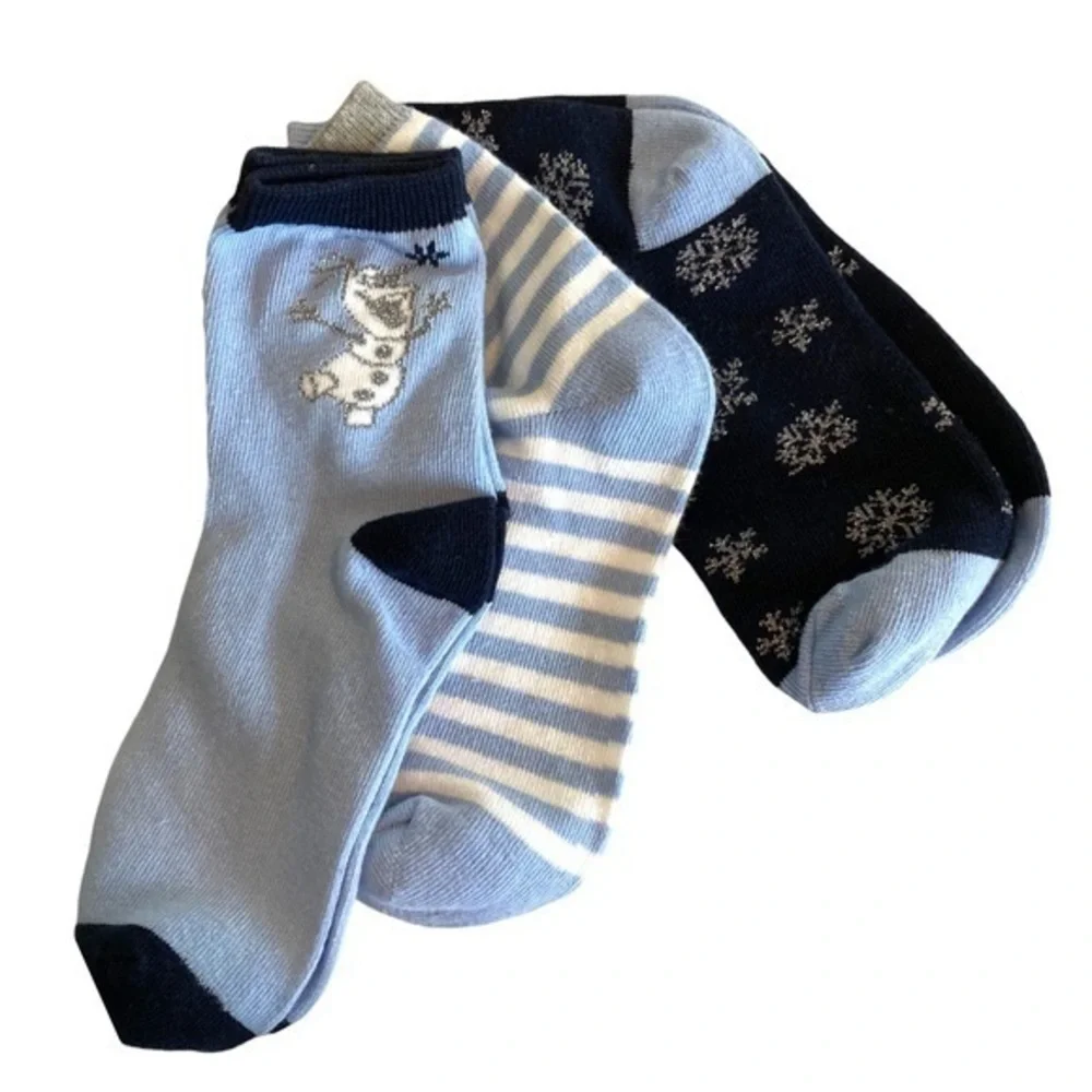 gap kids sock 3/4 disney frozen olaf crew cut socks 3 pack snowflakes cotton new